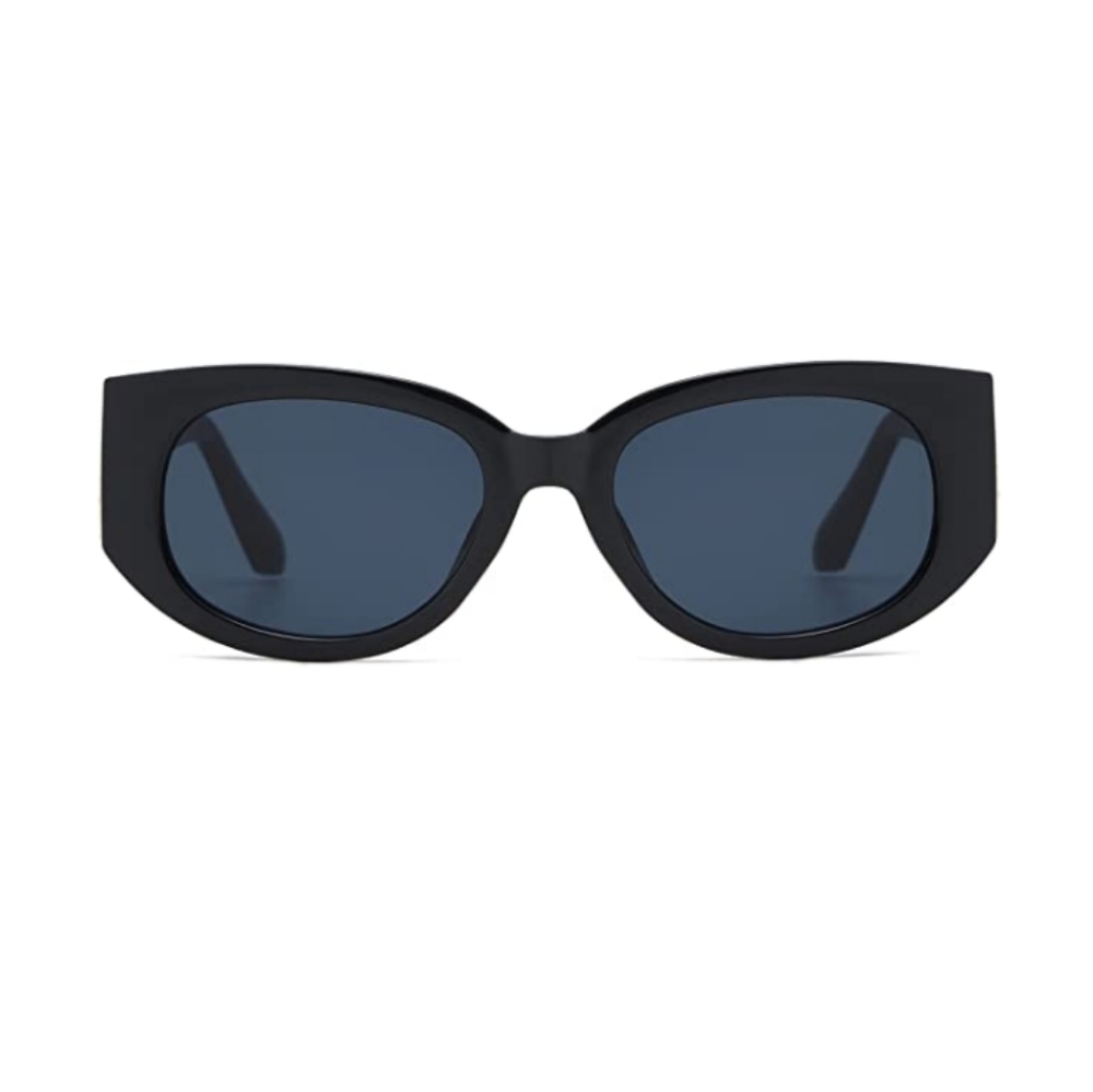 Sunglasses for Women Cat Eye Rectangle Thick Chic Frame Black - Picture 2 of 7